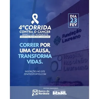 Participe da 4ª Corrida Contra o Câncer em João Pessoa e ajude o Hospital Napoleão Laureano!